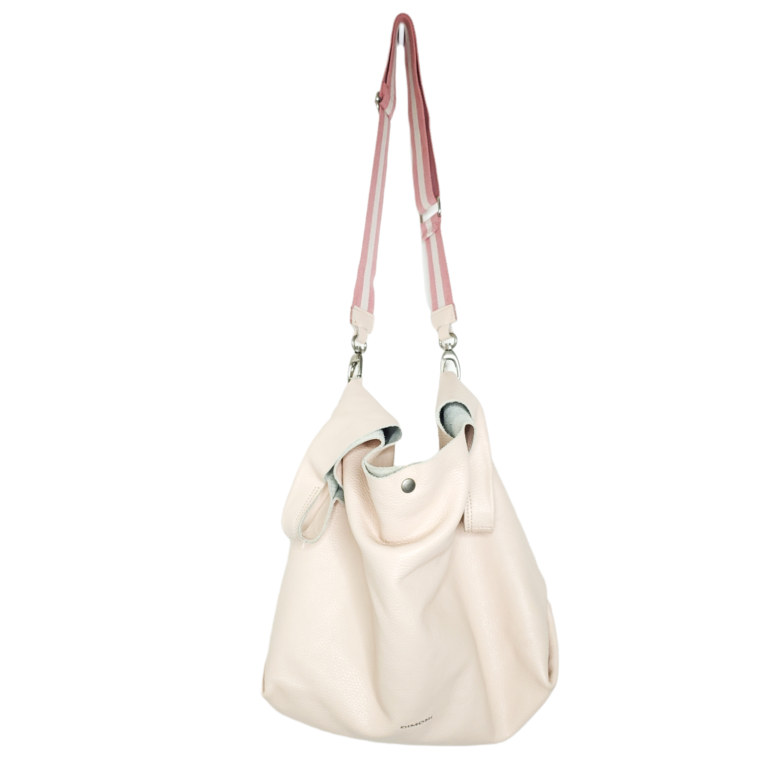 Dimoni Nude Leather Shopper Tote Bag With Pouch Adjustable Strap Crossbody
